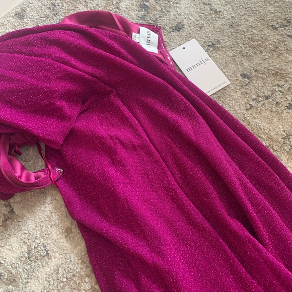 Truly Magnificent Shiny Magenta One-Shoulder Mermaid Maxi Dress - Picture 6 of 7